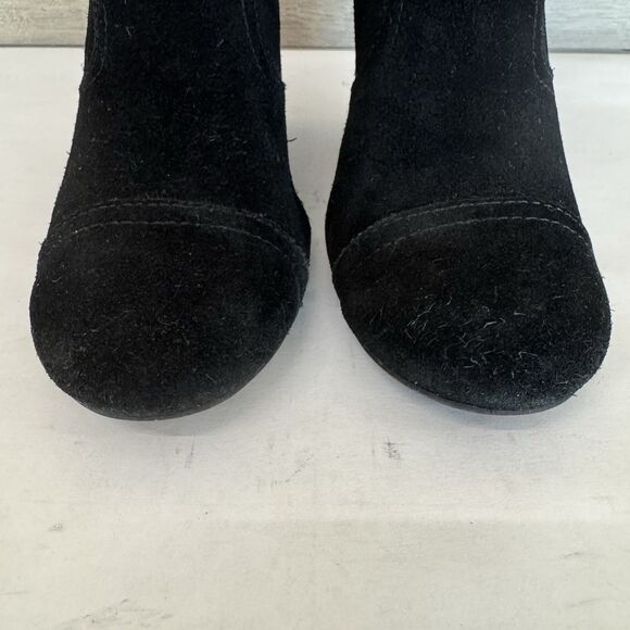 Tory Burch Adrienne Black Suede Wedge Heel Chelsea Ankle Boot Women 6 M Chic - Picture 7 of 12